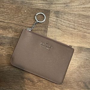 Kate Spade Gray/Taupe Leather ID Holder/Coin Purse